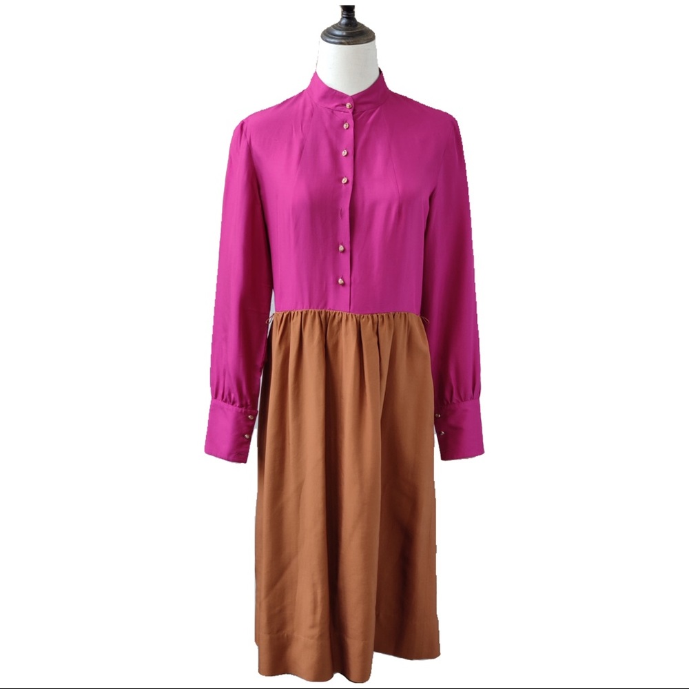 FENDI Monk neck Silk shirt dress
